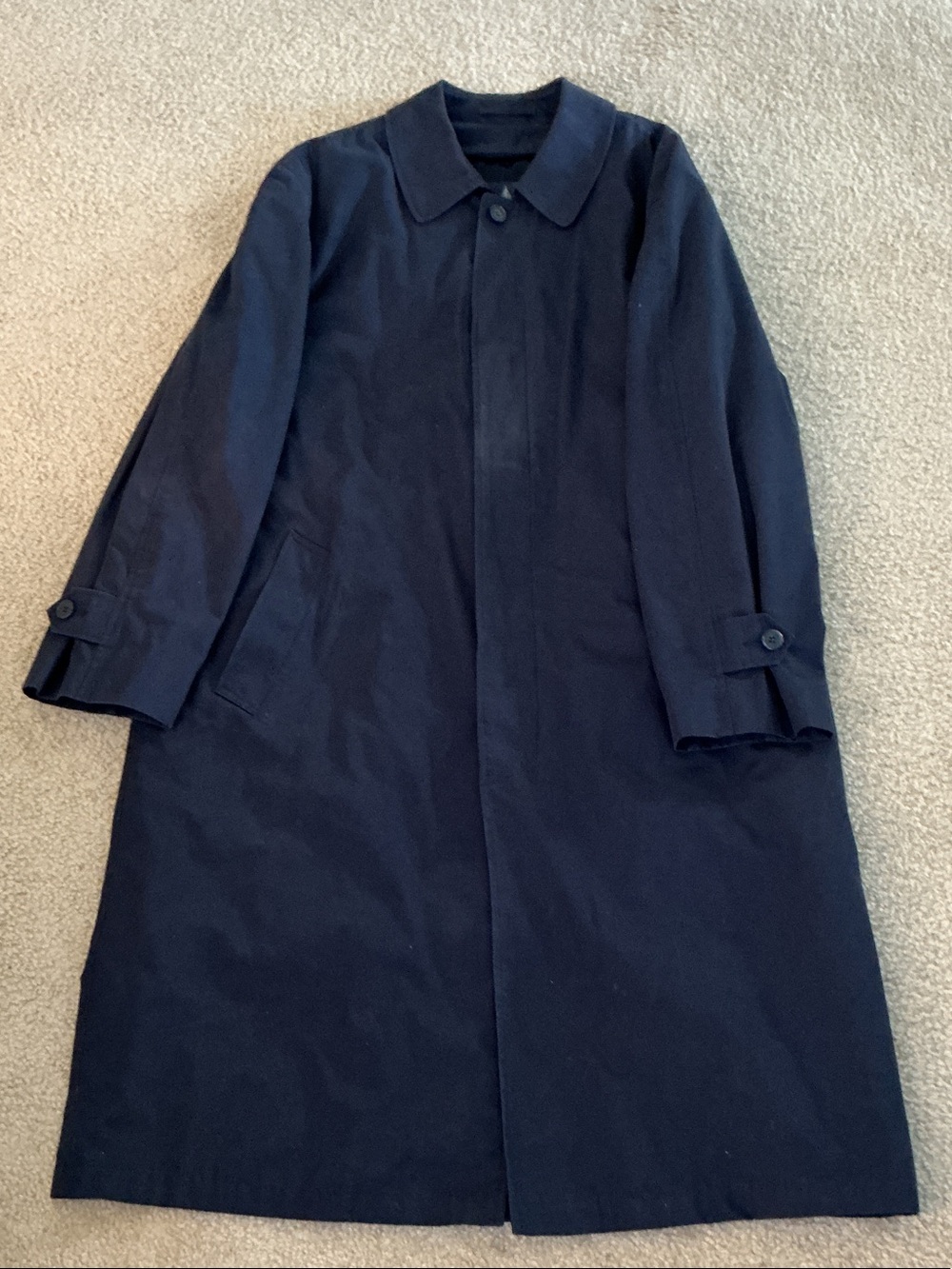 London Fog Mens Navy Trench Coat Overcoat w/ Removable Lining - Size 42 Regular